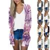 Ladies' Fashionable Casual Retro Floral Print Long Sleeved Mid To Long Cardigan Jacket