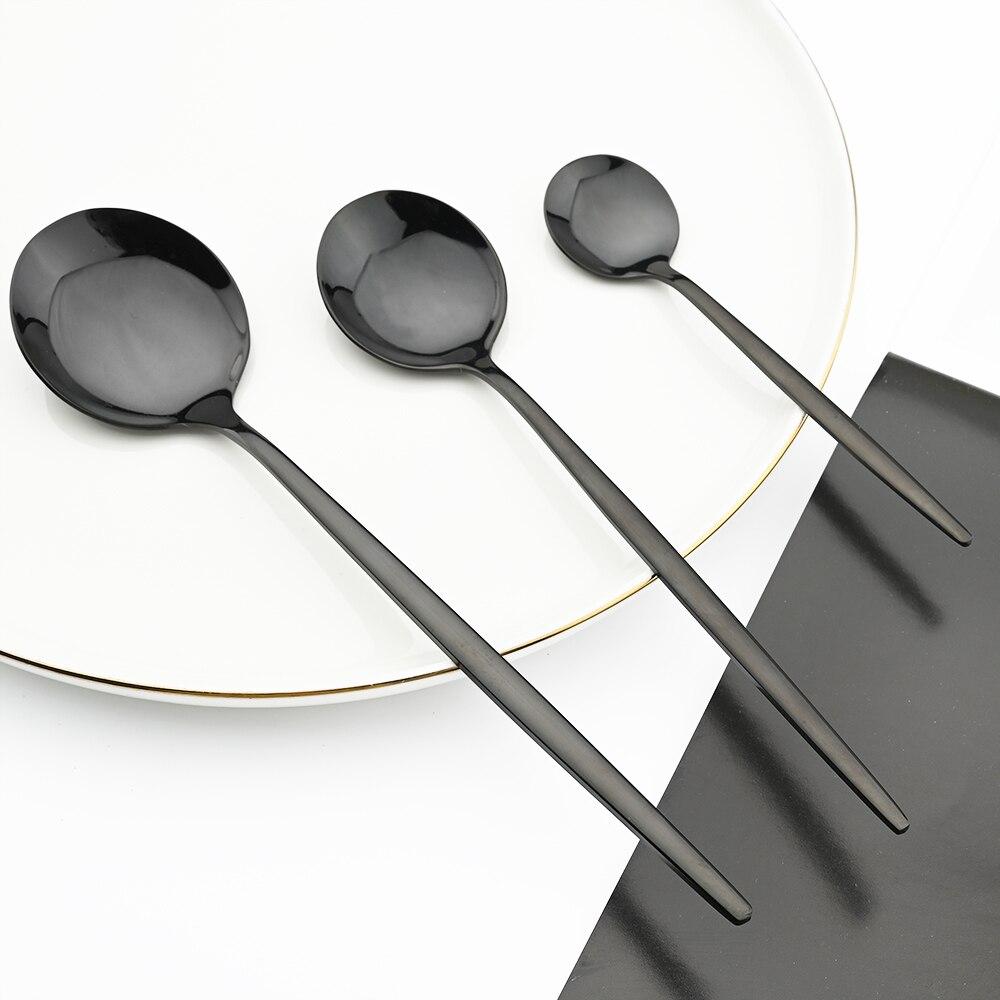 Зеркальный черный набор посуды, обеденный нож, вилка, ложка, столовые приборы, набор столовых приборов из нержавеющей стали, столовые приборы, кухонный домашний набор