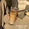 Premium Transparent Juice Cup Large Capacity Glass Water Bottle with Lid and Straw Sleek Office Beverage Beverageware for Daily