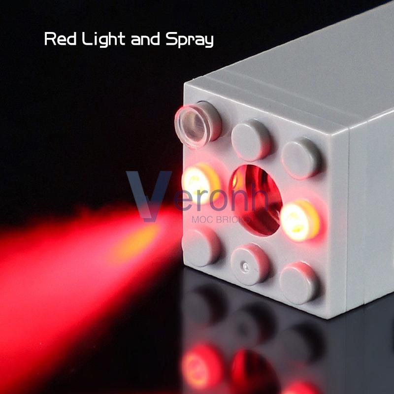 Технический спрей Выхлоп Красный свет Модифицированный блок Совместимый MOC Суперкар Поезд Замок Военная серия Кирпичи Игрушки