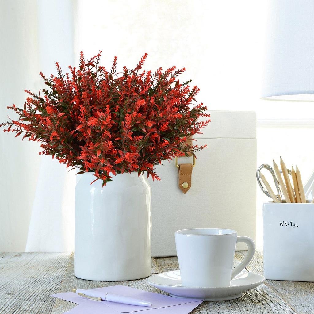 12 Bundles Artificial Lavender Flowers Plants With 7 Flexible Stems 14inch UV Resistant Faux Outdoor Plastic Plants