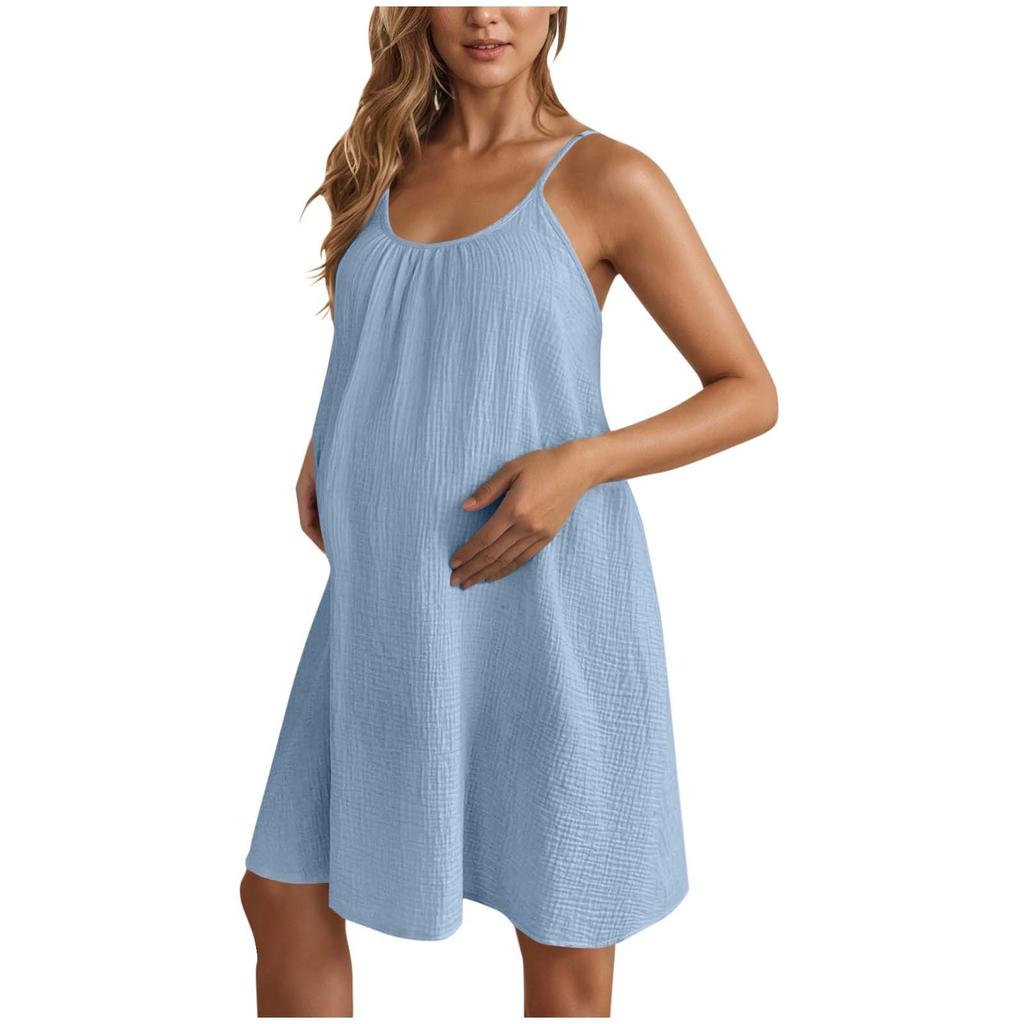 Женская повседневная и модная ночная рубашка свободного кроя однотонной расцветки для беременных, домашняя одежда, платье-комбинация