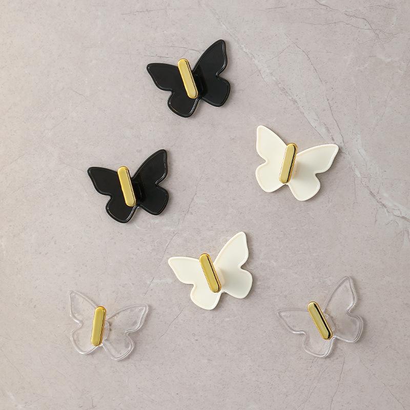 1PCS New Butterfly Hook Light Luxury Bathroom Punch-free Adhesive Hook Strong Load-bearing Kitchen Door Key Bag Hook