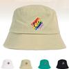 Autumn and Winter Rainbow Embroidered Fisherman Hat Cartoon Smiling Face Hat Women Casual Versatile Basin Hat Showing Face Small Bucket Hat