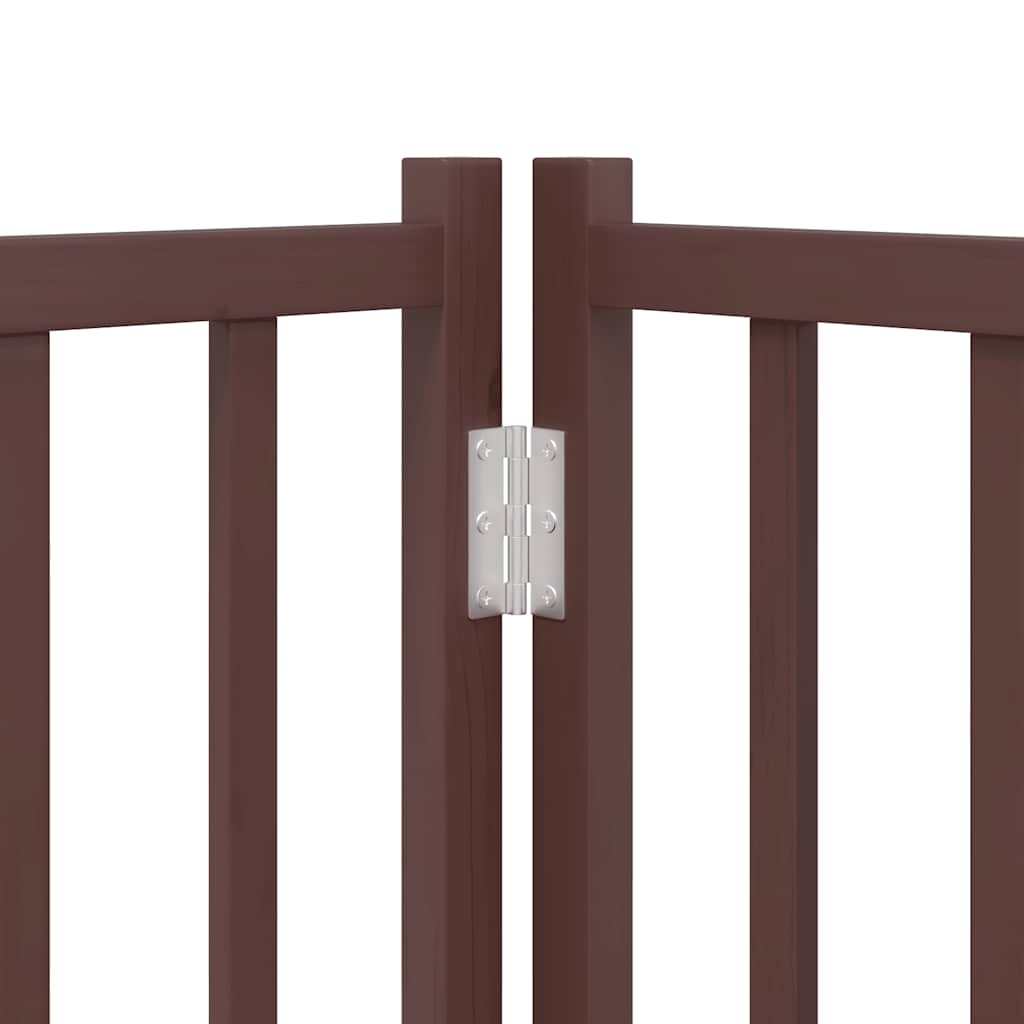 6 Piece Foldable Dog Gate with Door Brown 480 cm Poplar Wood