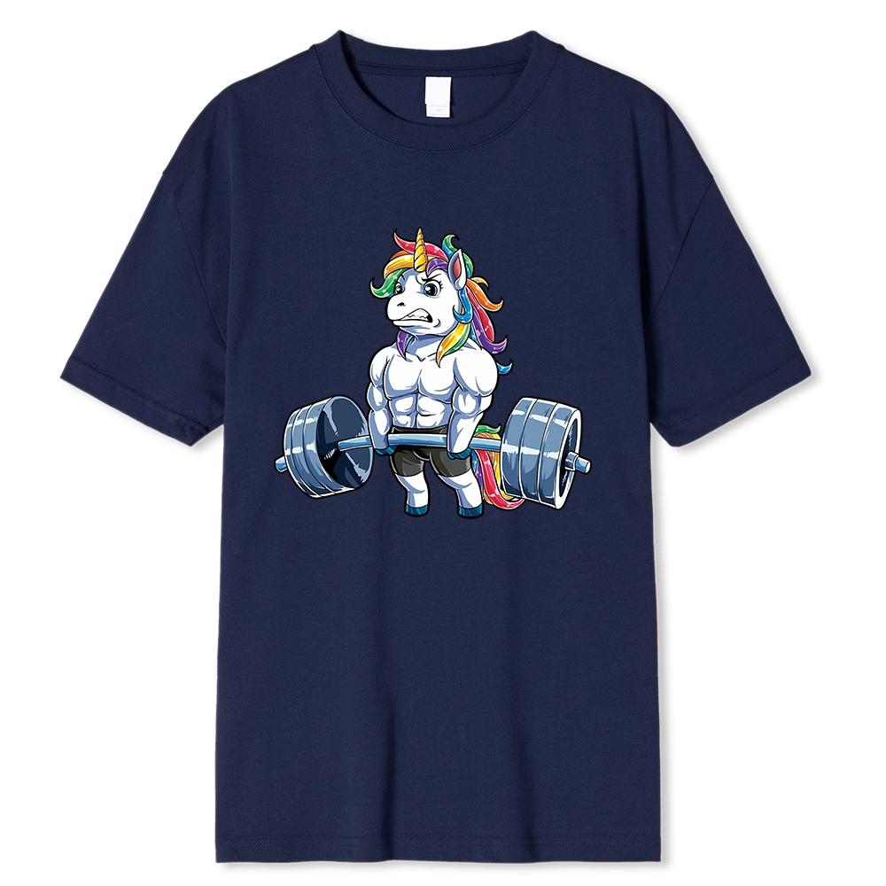 Забавная футболка с круглым вырезом для тренажерного зала и единорога для фитнеса, бодибилдинга, мужские повседневные футболки с короткими рукавами, дропшиппинг