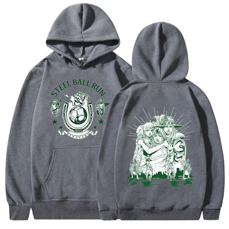 Японское Аниме JoJo's Bizarre Adventure Худи STEEL BALL RUN Графические Свитшоты по Манге Мужские Женские С Длинным Рукавом Флисовые Пуловеры