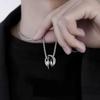 Minimalist Geometric Double Circle Titanium Steel Pendant Necklace Men Women Hand Polished Lightweight Daily Wear