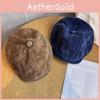 Vintage Corduroy Beret Hat With Curved Brim For Winter Fashion