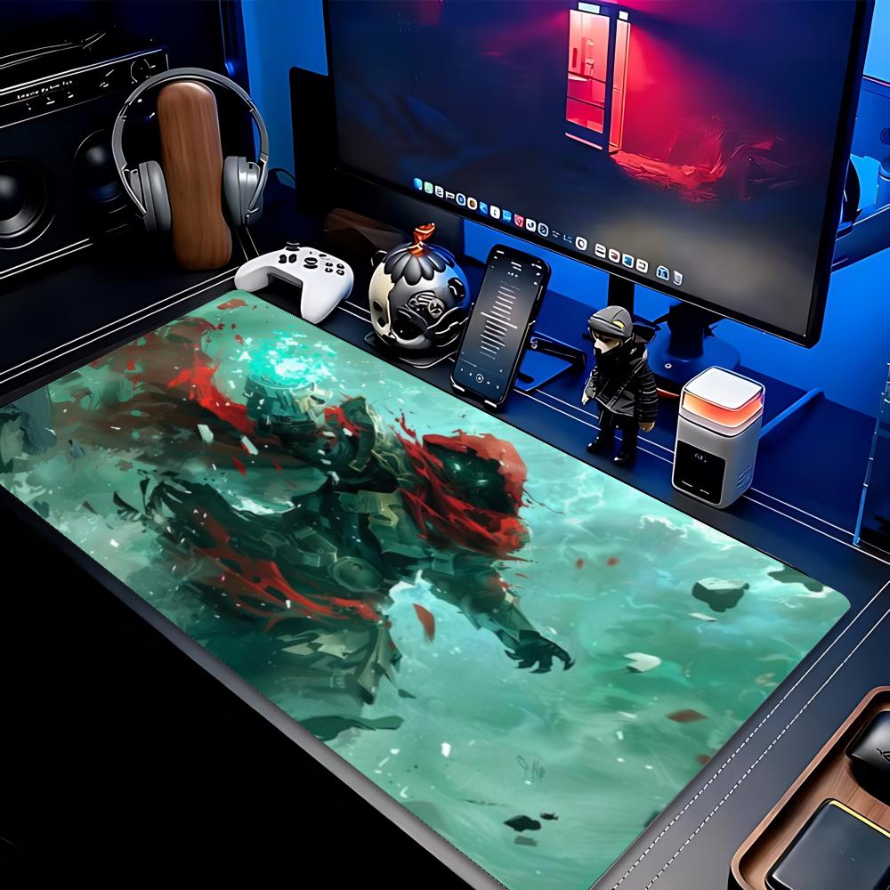 XXL Gaming Mouse Pad Cyberpunk Ruins Warrior Skull Ronin Sunset Silhouette Anti Slip Rubber Keyboard Mat For PC Laptop Desk