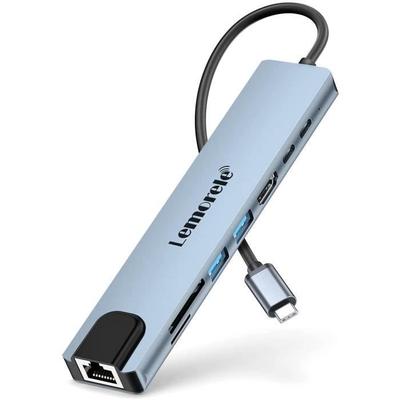 Концентратор Lemorele USB C, адаптер MacBook Air 9 в 1, порт Ethernet, блок питания 100 Вт, 4K HDMI, 2 порта USB USB C для передачи данных, устройство чтения карт SD[1195]