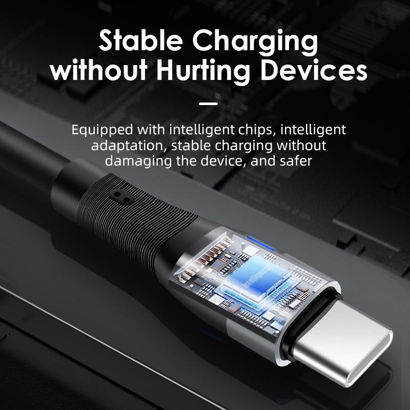 Светящийся USB-кабель с быстрой зарядкой для устройств Apple, Android и Type-C