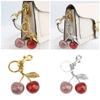 Sparkling 3D Cherry Charm Keychain Accessory Fashionable Fruit Shape Key Rings Portable Bag Decoration for Women