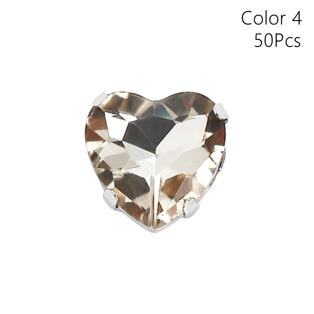 50Pcs/Pack Heart Shape Glitter Sewing Rhinestones Diamond Beads Ornament For Needlework