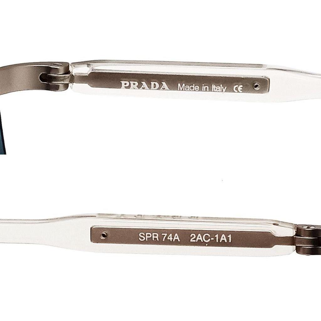 Used PRADA sunglasses silver clear navy half rim ladies men unisex unisex