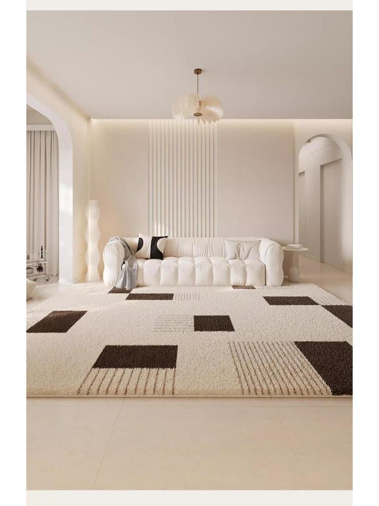 Плюшевый Нескользящий Ковер из Искусственного Кашемира, Большой Зимний Напольный Коврик с Обметанными Краями