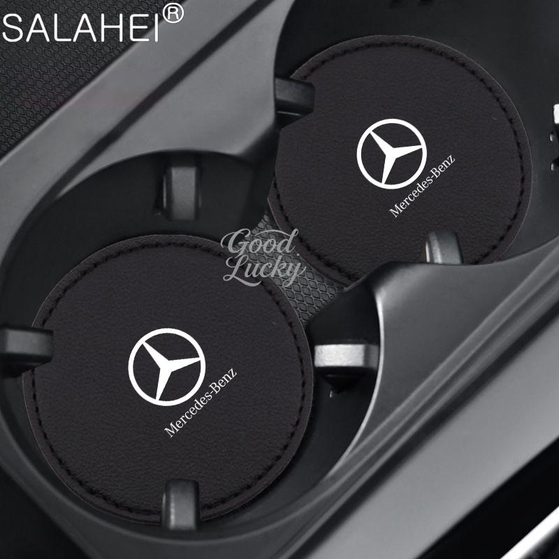 FCM5 2PCS Car Coaster Water Cup Anti-Slip Mat Phone Glasses Non Slip For Mercedes Benz AMG A C E S Class W203 W220 W206 W205 W211C260
