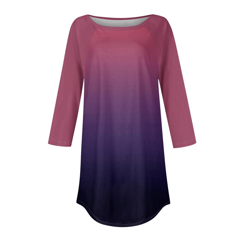 Women's Fashion Casual Going Out Tops Printed Raglan Sleeve 3/4 Sleeve Pullover Round Neck Tops