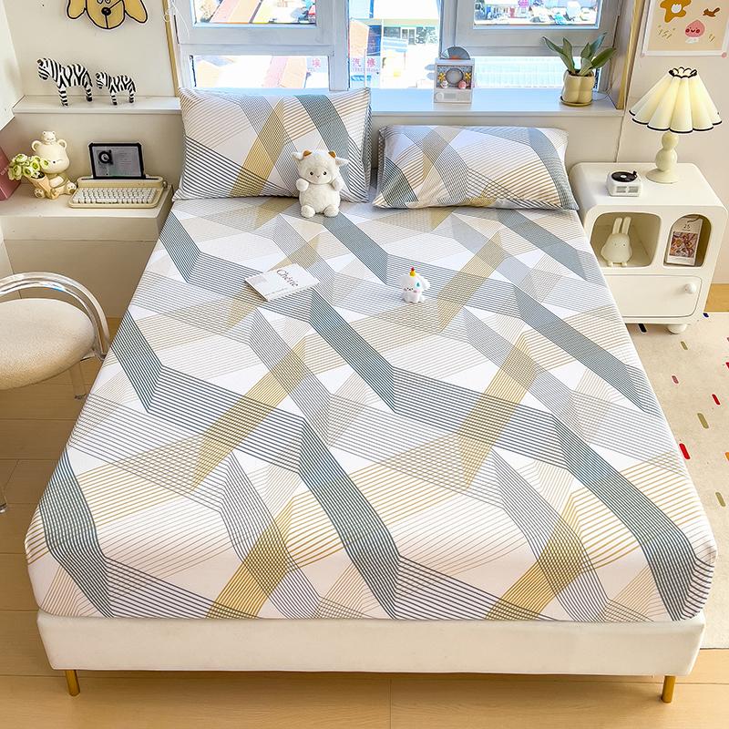 100%Cotton Fitted Bed Sheet Flower Printed Bed Sheet Set Single/Queen/King Pure Cotton Mattress Cover Protector Fitted Sheet