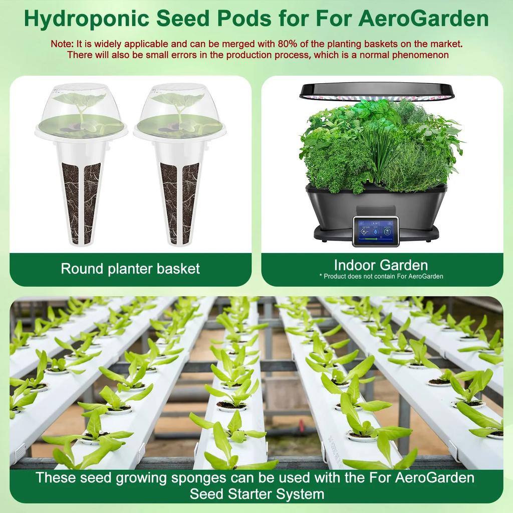 Hydroponic Garden Accessories Pod Kit With Grow Baskets Transparent Insulation Lids Plant Grow Sponges for Seed Starting System