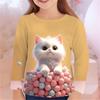 Autumn Children 's Clothing For Girls Animal Cat T Shirt Long Sleeve 3d Print Spring Kids 3-12 Years Clothes Cute Tee Tops