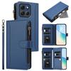For Motorola Moto G86 5G Leather Case 9 Card Slots Zipper Wallet Stand Phone Cover with Wrist Strap