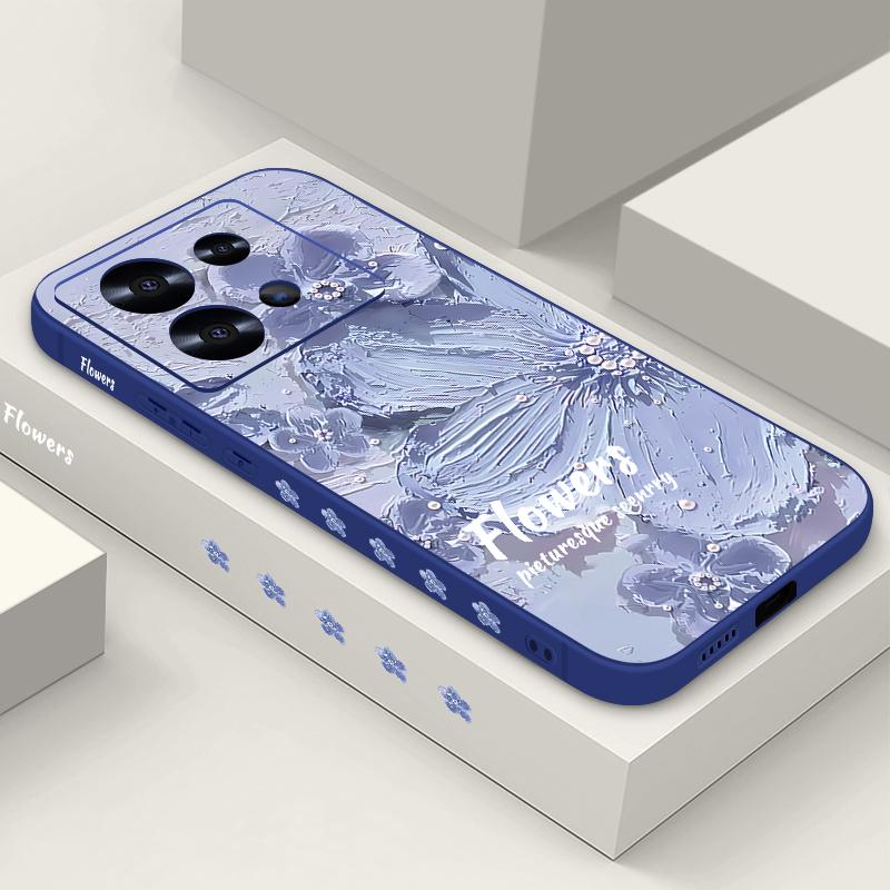 Чехол для телефона с цветочным узором, масляная живопись, для Xiaomi Poco X6 F6 Pro 13T 11T Redmi Note 13 14 12 11 Pro, защита объектива, мягкий противоударный ТПУ, чехол со шнурком