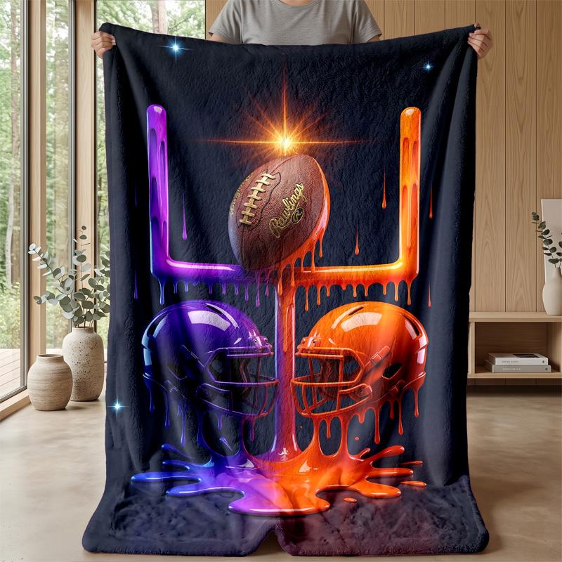 Football Melting Art Theme blanket Lightweight Warm Flannel Blanket Decorative Throw Blanket for Home Decoration