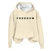 Women's Loose And Comfortable Round Neck Long Sleeved Hooded Sweatshirt With Printed Text
