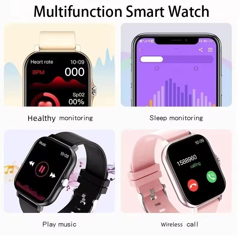 Новые умные часы для мужчин и женщин, полностью сенсорный экран, спортивные фитнес-часы, BT-вызов, цифровые смарт-часы, наручные часы