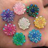 AB Resin Flower Rhinestone Flatback Wedding Decoration 2 Hole 20pcs 18mm