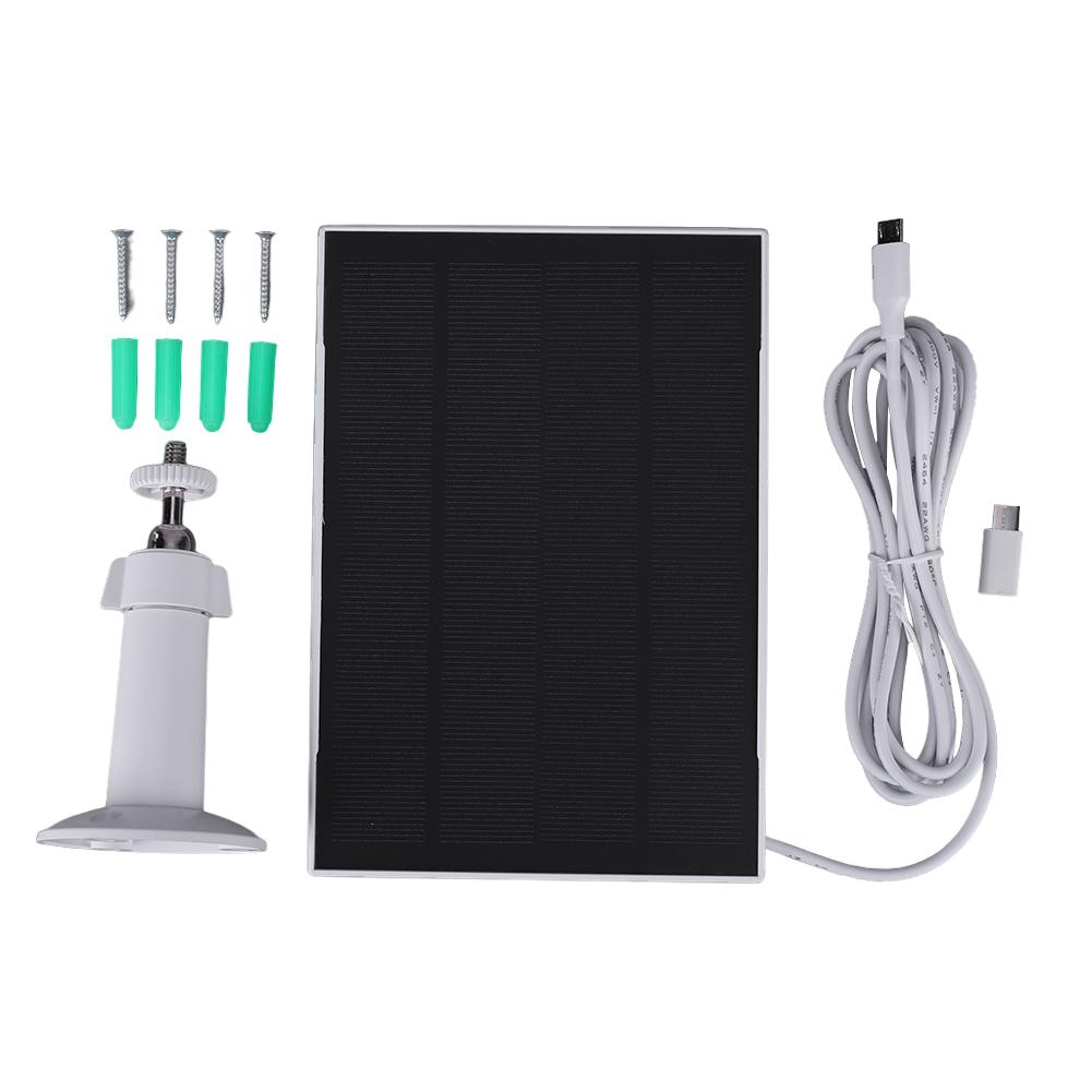 Solar Panel for Ring Eufy Blink Arlo Camera 3W 6V 360° Adjustable Wall Mount Solar Panel Charger Micro USB+Type-C Solar Cells