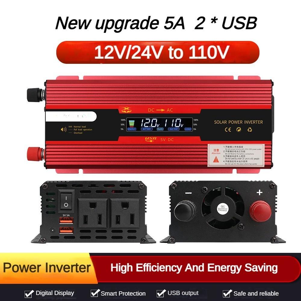 Преобразователь солнечной энергии Светодиодный интеллектуальный цифровой дисплей Трансформатор напряжения Высокая мощность Портативный автомобильный инвертор