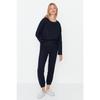 Темно-синий текстурированный вязаный пижамный комплект Thmaw23pt00021