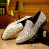 Роскошные мокасины, мужская обувь, золотые, серебряные, с пайетками, свадебные туфли, модные дизайнерские туфли без застежек на плоской подошве, высококачественные мужские туфли для торжественных вечеринок, новые