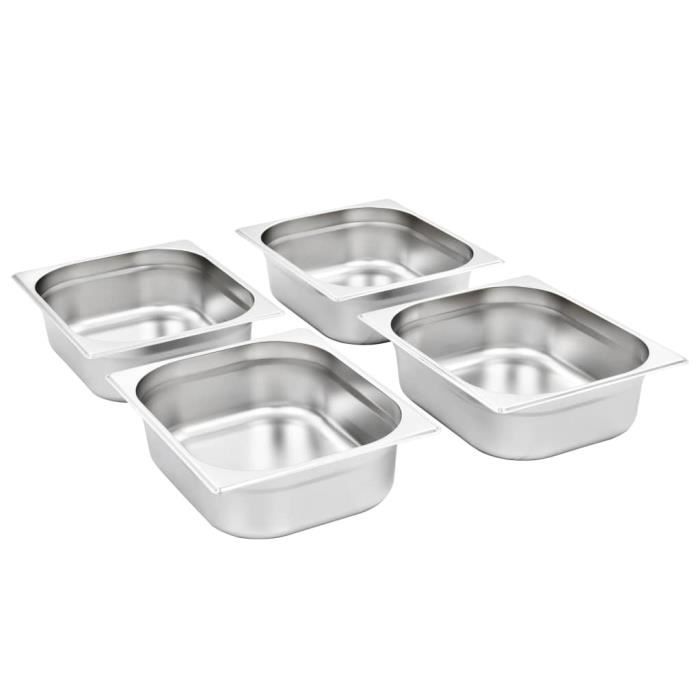 VidaXL Gastronorm Containers 4 Pcs GN 1/2 100 Mm Stainless Steel