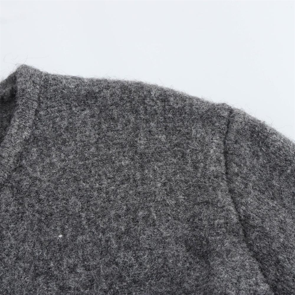 Женский короткий вязаный кардиган на весну 2025 года с круглым вырезом и длинными рукавами