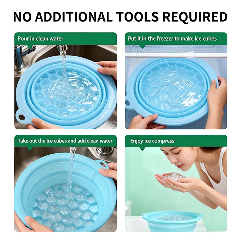 Portable Silicone Face Ice Bowl with Built-In Ice Tray Facial Plunge Washbasin for Pore Tightening Home Skin Care
