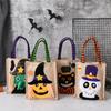 Halloween Candy Bag Reusable Trick or Treat Tote Bag Pumpkin Witch Ghost Printed Halloween Canvas Bag Large Grocery Bag