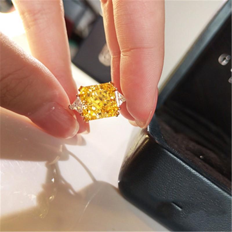 CC Rings Shine Yellow Cubic Zircon Stone Luxury White Gold Plated Fine Party Jewelry for Women Drop Shipping CC1665