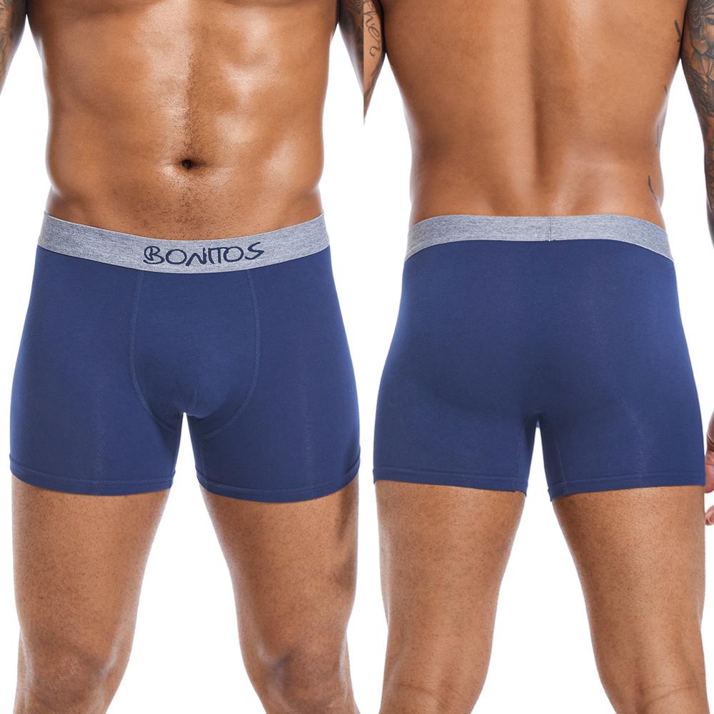 BONITOS 4 шт. боксеры, однотонные сексуальные мужские трусы, хлопковые мужские трусы