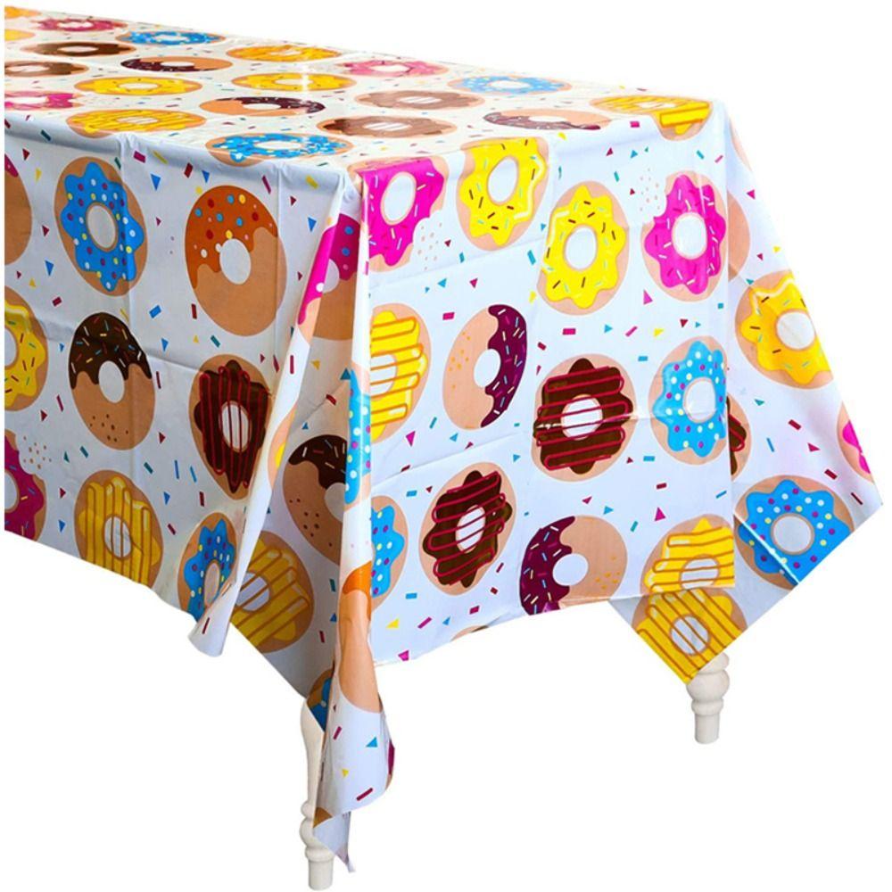 Rectangular Donut Tablecloth Plastic Donut Table Cover Birthday Party Party Decor