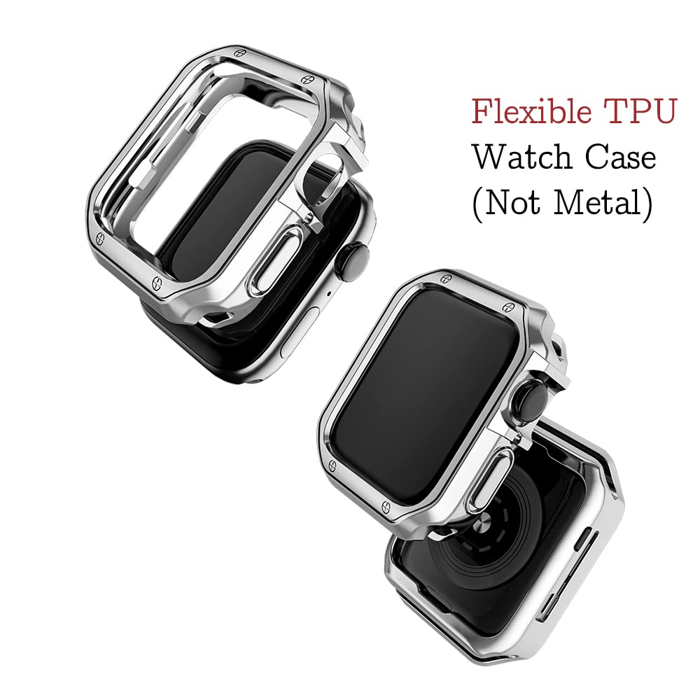 Металлический ремешок + ТПУ чехол для Apple Watch Ultra Ремешок 49мм 41мм 45мм 40мм 44мм Чехол Браслет из нержавеющей стали Серия 8 7 6 SE 5 4 42мм