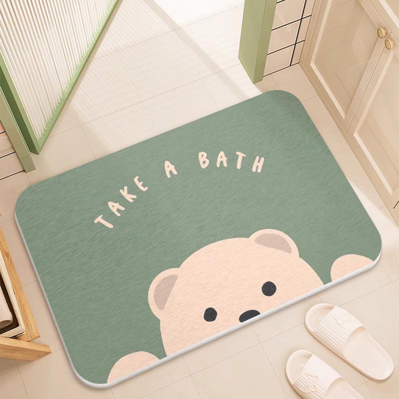Cartoon hard diatom mud floor mat bathroom suction board non-slip quick-drying mat toilet door toilet floor mat foot mat