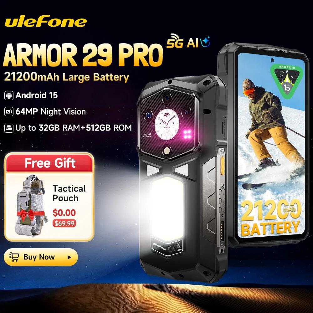 Ulefone Armor 29 Pro 5G AI Защищенный телефон 21200 мАч 120 Вт 64 МП Ночное видение 6,67" 120 Гц 512 ГБ ПЗУ Dimensity 7400