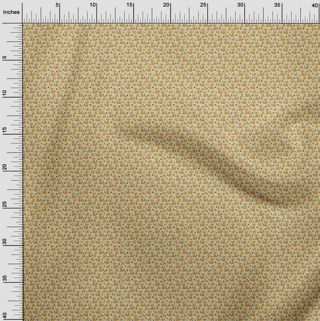 oneOone Cotton Flex Beige Fabric Kids Animal Sewing Material Print Fabric By The Yard 40 Inch