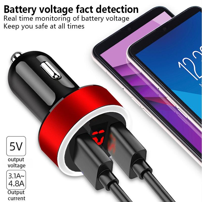 Car Charger 2 USB Ports Fast Charging Digital Display Car Accessories For Porsche Boxster Cayenne Panamera Macan Cayman 911 918 996 917 991