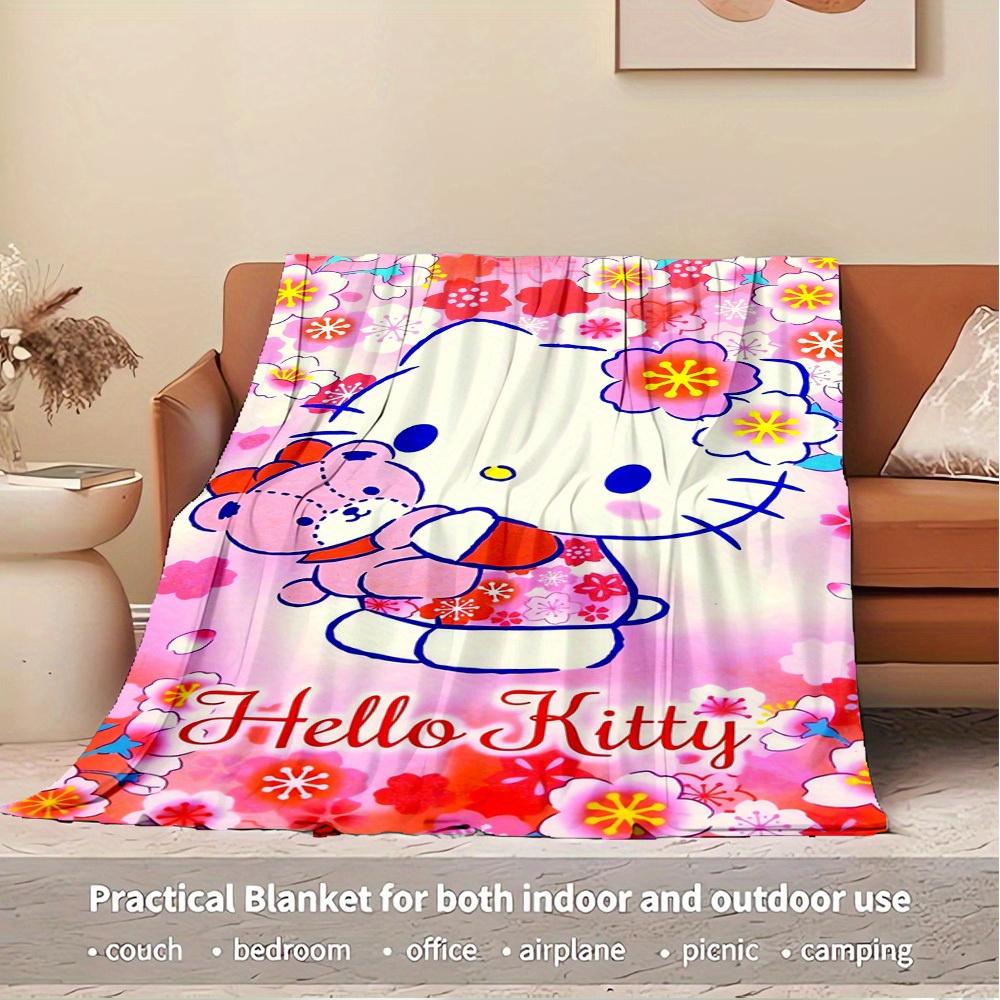 1pc Hello Kitty Floral Blanket - Seasonal Home Decor, Comfortable and Machine Washable Blanket for All Ages, Perfect for Any Family, Availab
