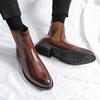 Men Brown Leather Boots Thick Soles Boots Sleeve Chelsea Men Boots Luxury Brand Men's Boots Casual Business Formal Boots