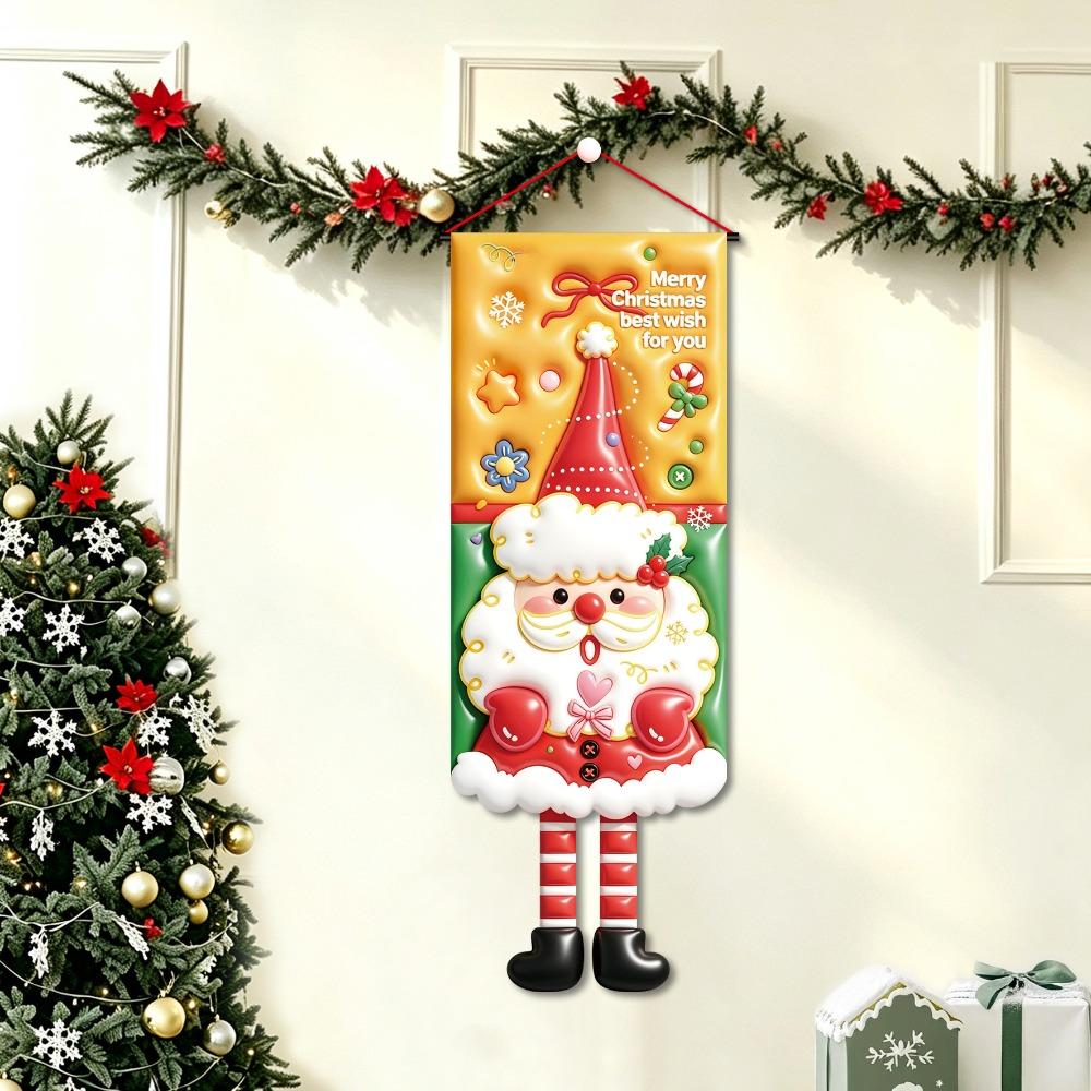 Cartoon Christmas Door Hanging Banner Cute Door Hanging Ornament Garden Door Porch